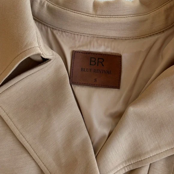 Blue Revival Women's Cropped Scuba Belted Trench Coat - Picture 6 of 6